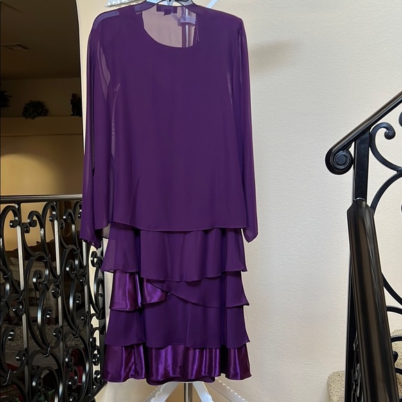 S.L. Fashions Purple Layered Wedding Dress - Picture 4 of 6